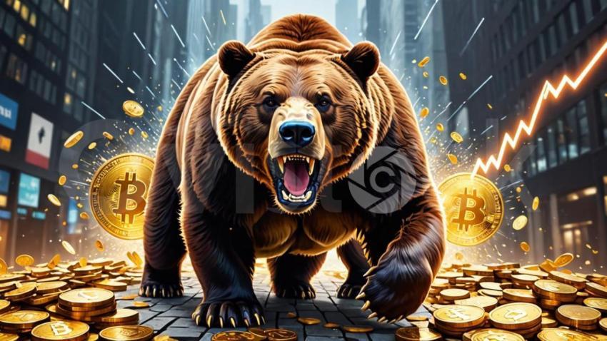 A Bear Standing On A Pile Of Gold Coins