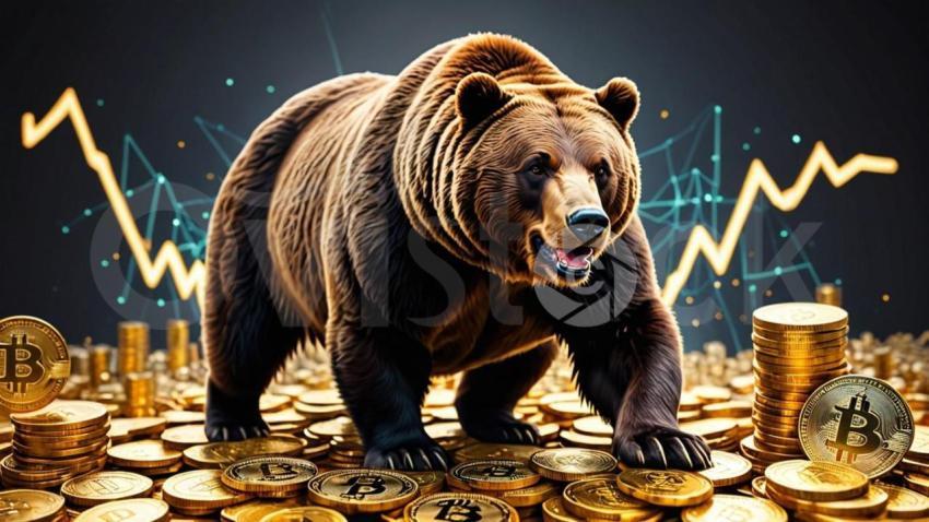 A Bear Standing On Top Of Coins