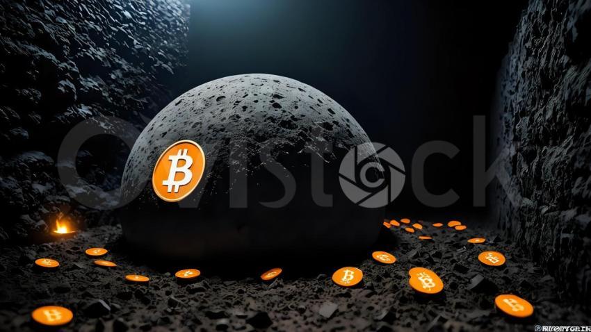 A Bit Coin Is In The Middle Of A Pile Of Coins