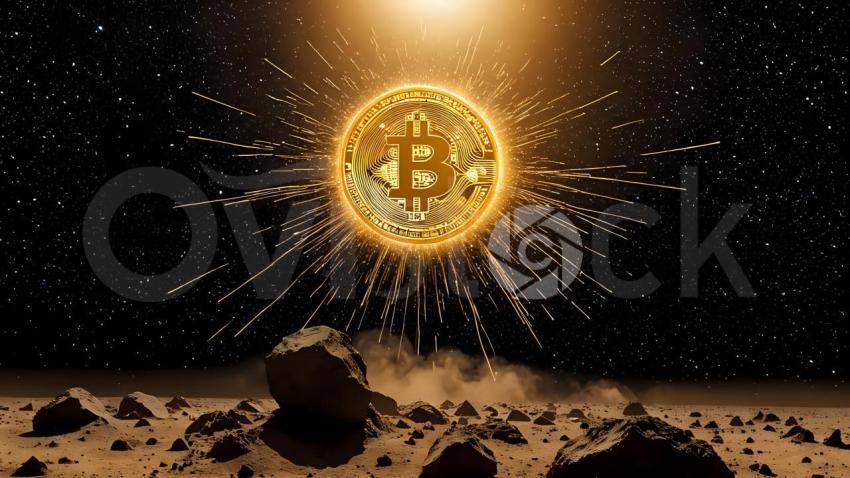 A Bit Coin On The Surface Of A Rocky Area